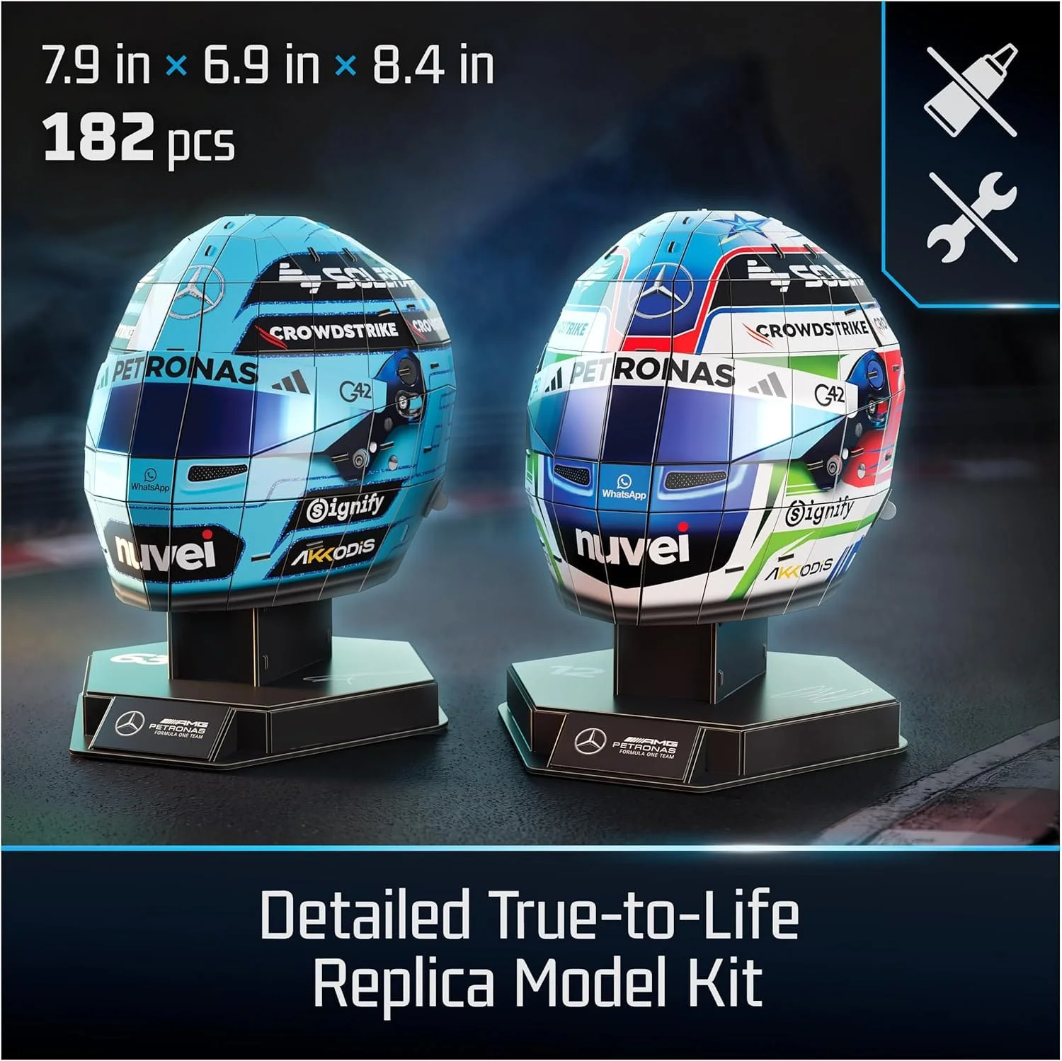 4D Build - Mercedes F1 Helmet Set - Image 3