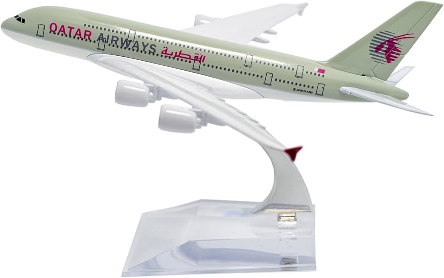 A380 Diecast Model Plane - Qatar (16cm)