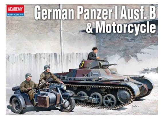 Academy 1/35 German Panzer I Ausf.B & Motorcycle Plastic Model Kit