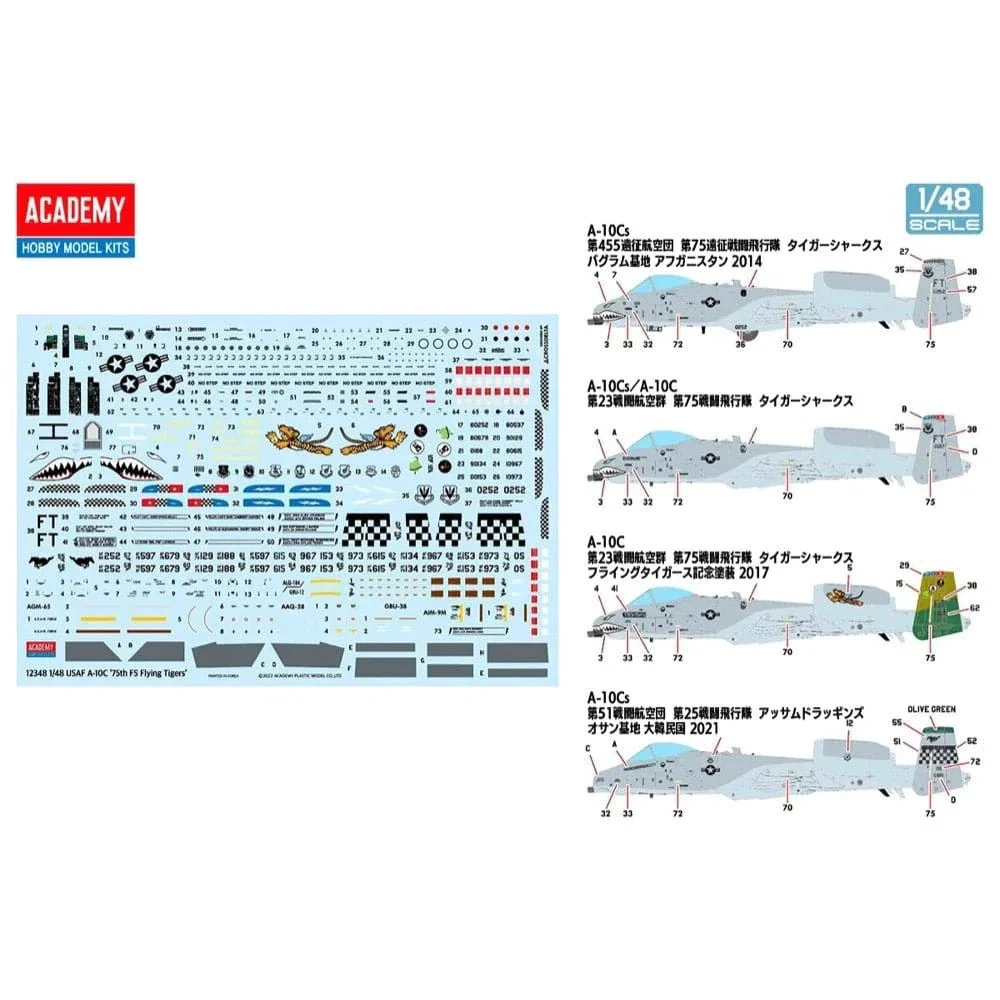 Academy 1/48 USAF A-10C 75th FS Flying Tigers Plastic Model Kit [12348] - Image 4