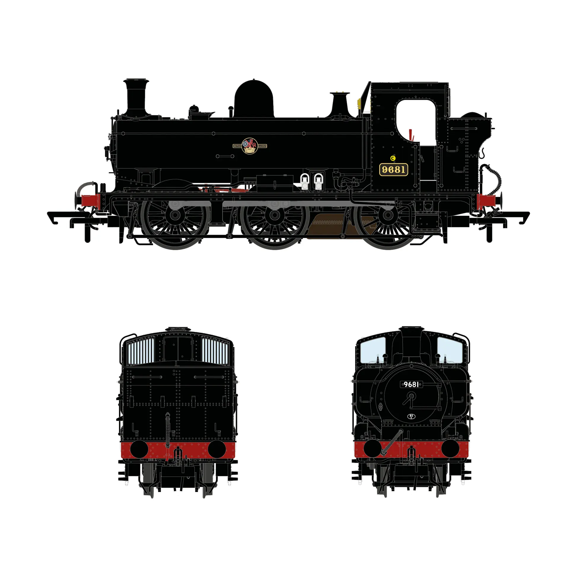 Accurascale OO Scale 57xx Pannier Tank 8750 Class - 9681 - Late Crest Black - DC Loco - Image 3