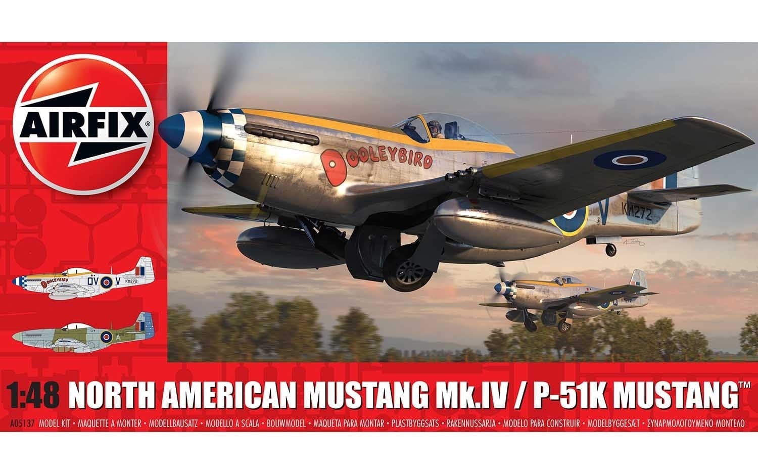 Airfix 1/48 North American Mustang Mk.IV/P-51K Mustang Plastic Model Kit [A05137]