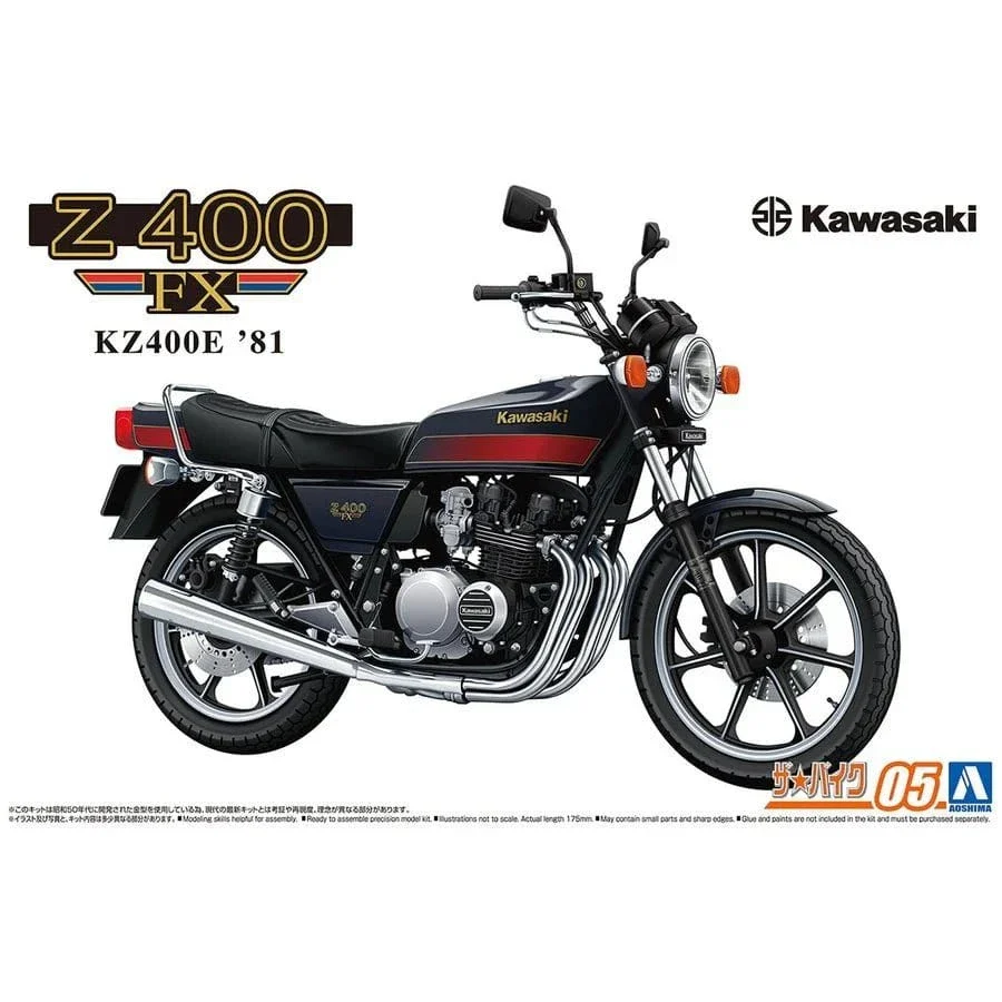 Aoshima 1/12 Kawasaki KZ400E Z400FX Motorbike Plastic Model Kit [A006444]
