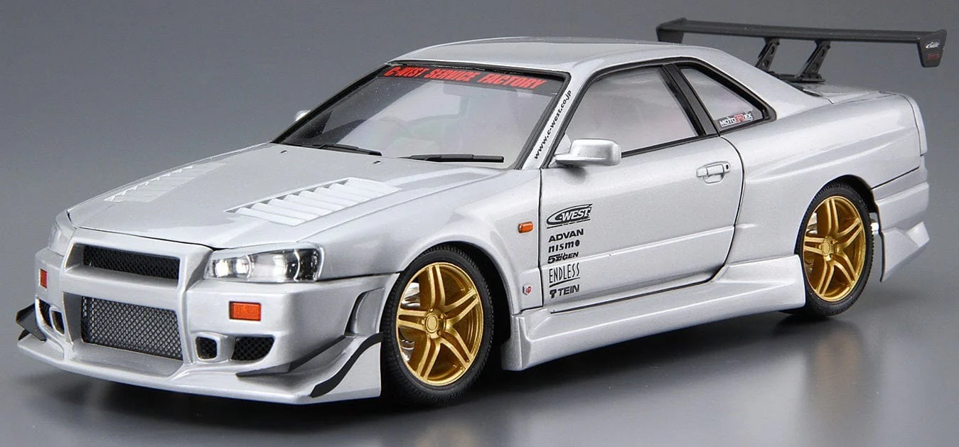 Aoshima 1/24 C-WEST BNR34 Nissan Skyline GTR 2002 Plastic Model Kit - Image 2