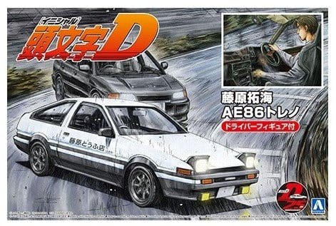Aoshima 1/24 Fujiwara Takumi AE86 Trueno Project-D Ver With Figure Plastic Model Kit