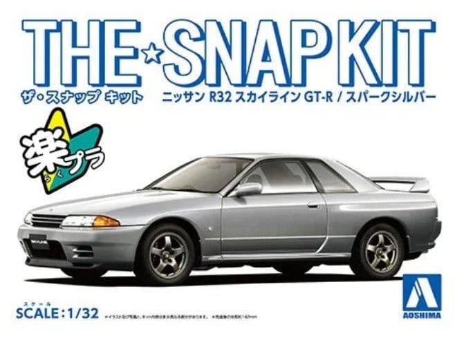 Aoshima 1/32 Snap Nissan R32 Skyline GT-R (Spark Silver) Plastic Model Kit [A006356]