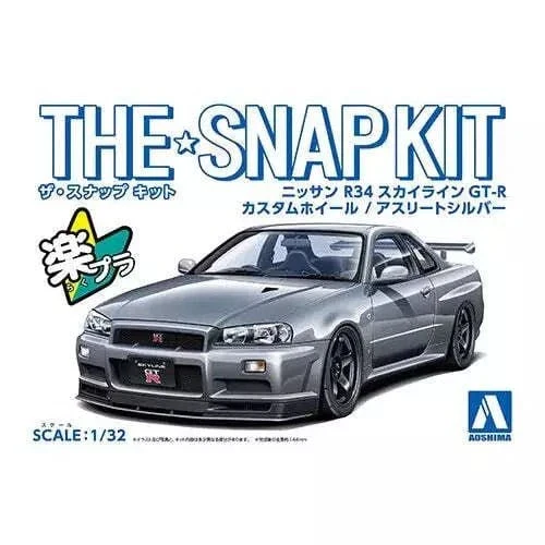 Aoshima 1/32 SNAP NISSAN R34 SKYLINE GT-R CUSTOM WHEEL (Athletic Silver) Kit