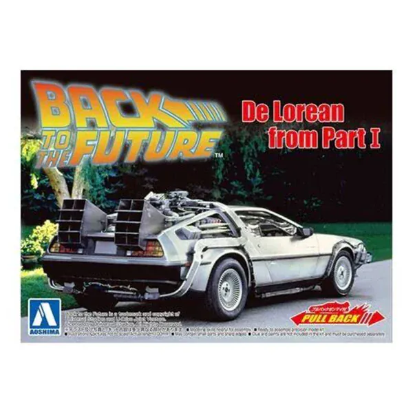 Aoshima 1/43 Pullback Back To The Future From Part I Timemachine Plastic Model Kit [005475] - Image 3