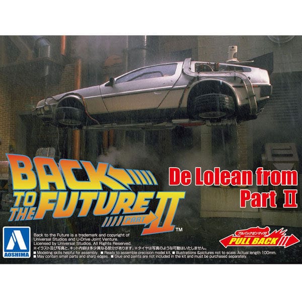 Aoshima 1/43 Pullback Back To The Future From Part II Timemachine Plastic Model Kit [005476]