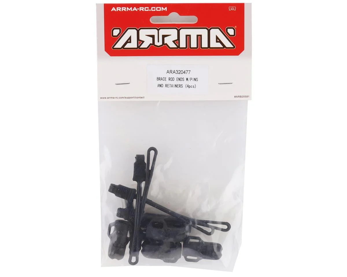 Arrma ARA320477 Brace Rod Ends with Pins and Retainers (4pcs) 8S BLX** - Image 2