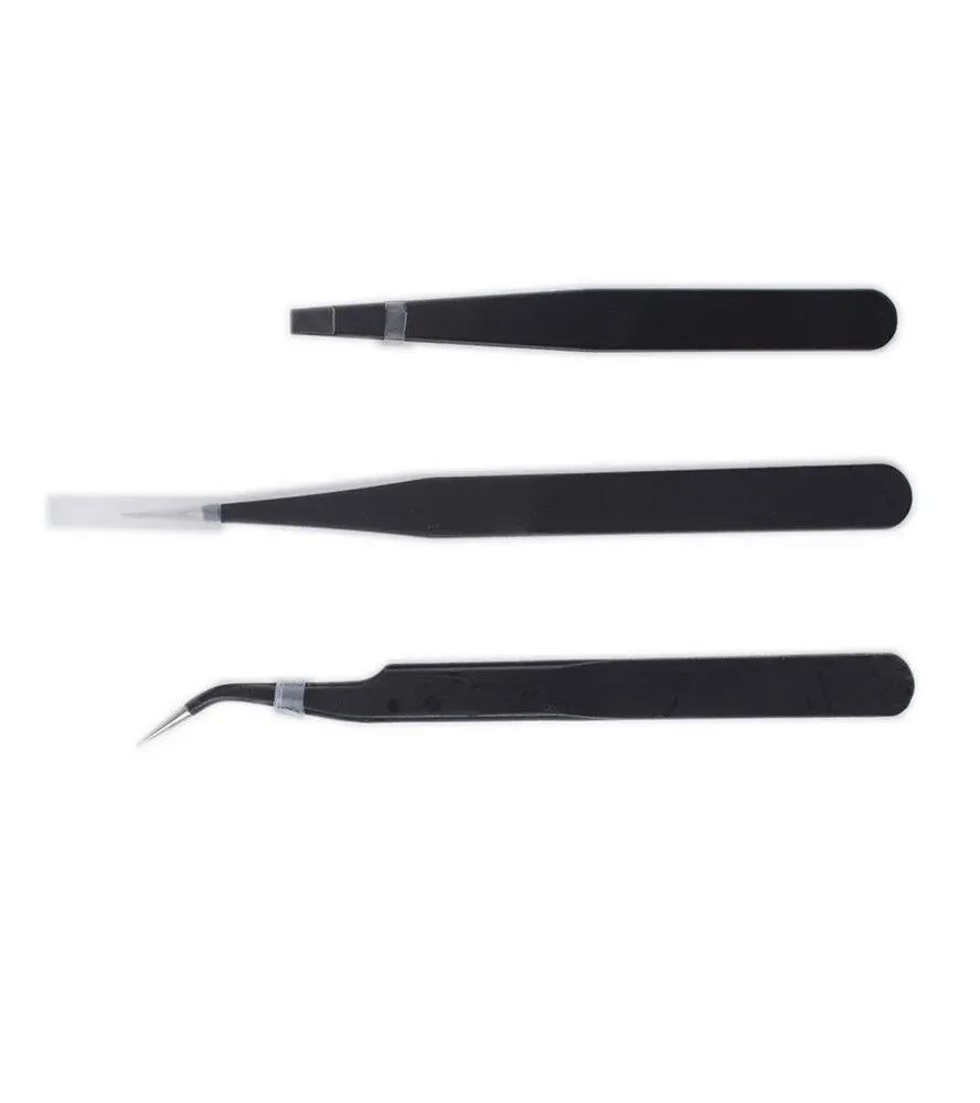 Artesania Stainless Steel Tweezer Set (Straight Curved & Flat) [27205]