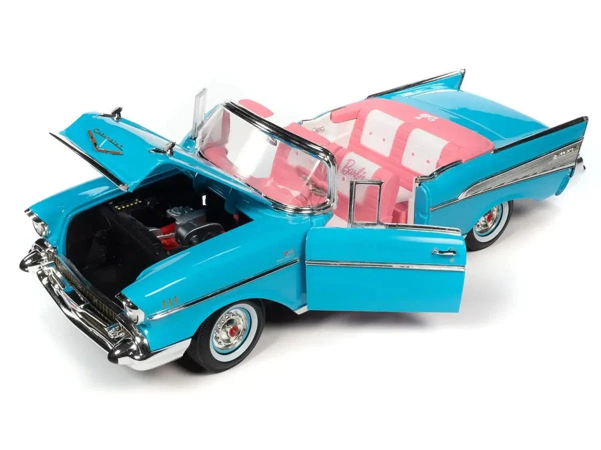 Autoworld 1/18 Barbie Aqua 1957 Chevy Convertible Diecast Model - Image 3