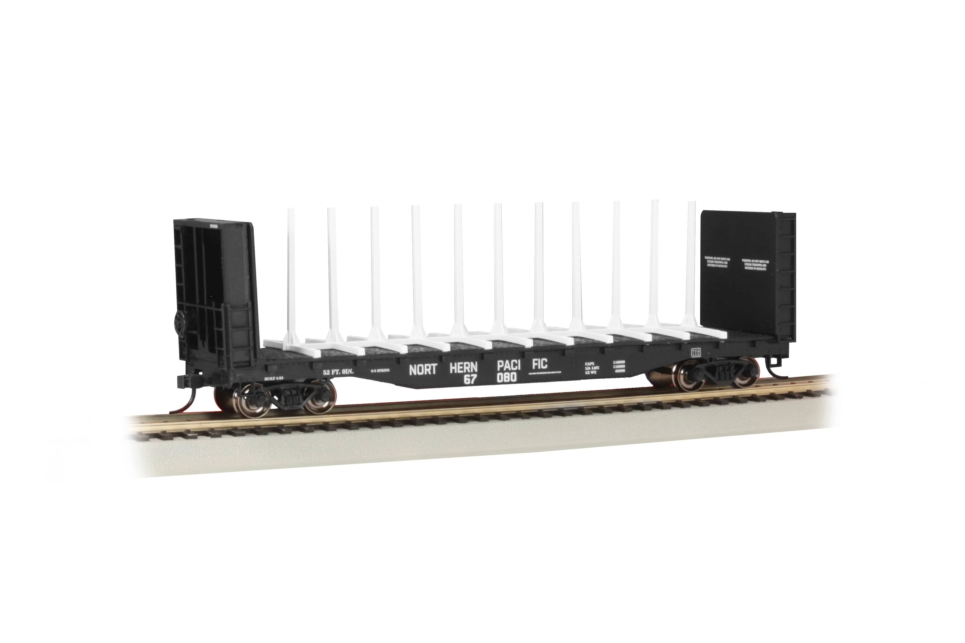 Bachmann 12904 HO 52ft Centre-Beam Flatcar with Bulkheads - Northern Pacific #67080