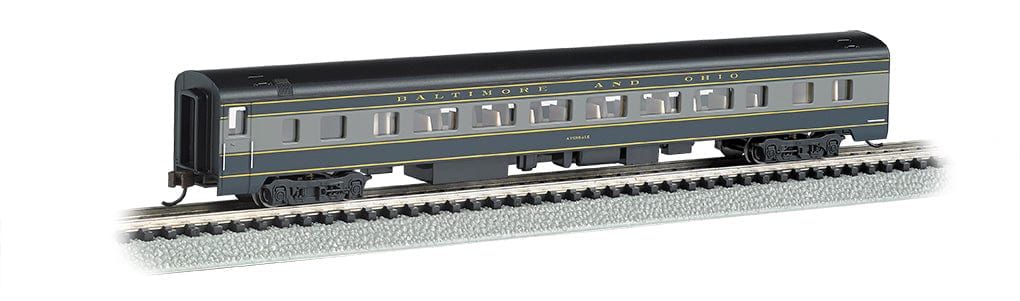 Bachmann 14253 N 85ft Smooth-Side Coach w/Lighting - Ready to Run - Baltimore & Ohio (blue, gray, black)