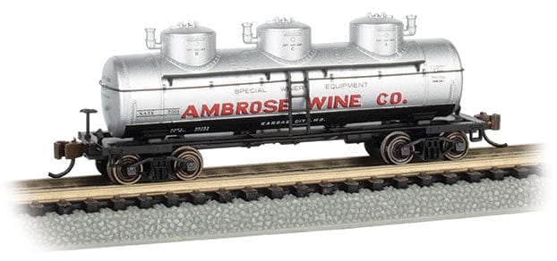 Bachmann 17158 N 3-Dome Tank Car - Ready to Run - Silver Series(R) - Ambrose Wine Co 7501**