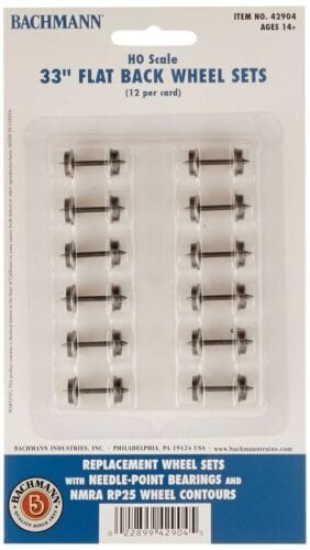 Bachmann 42904 HO Scale 33inch Flat Back Wheel Sets (12 Per Card)
