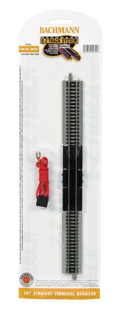 Bachmann 44820 N 10inch Straight Terminal Rerailer w/Wire (1pc)