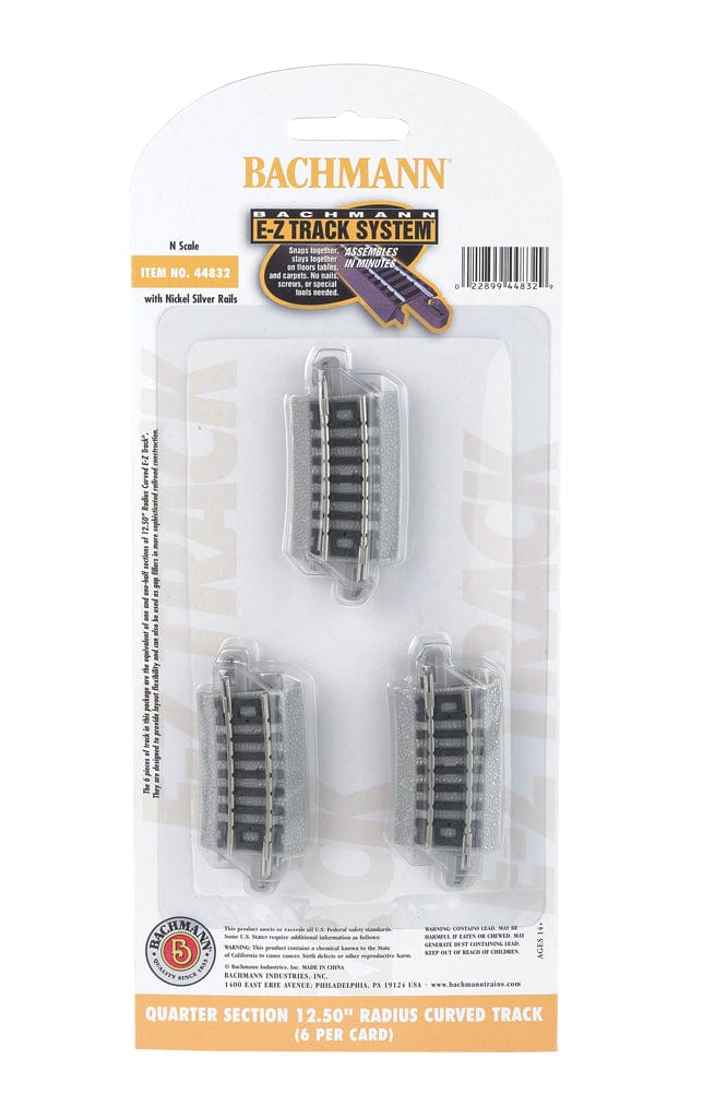 Bachmann 44832 N Quarter Section 12.50inch Radius Curved Track (6pcs)