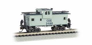 Bachmann 70755 N 36ft Wide-Vision Caboose - Ready to Run - Silver Series(R) - CSX Transportation #3180 (gray, blue)