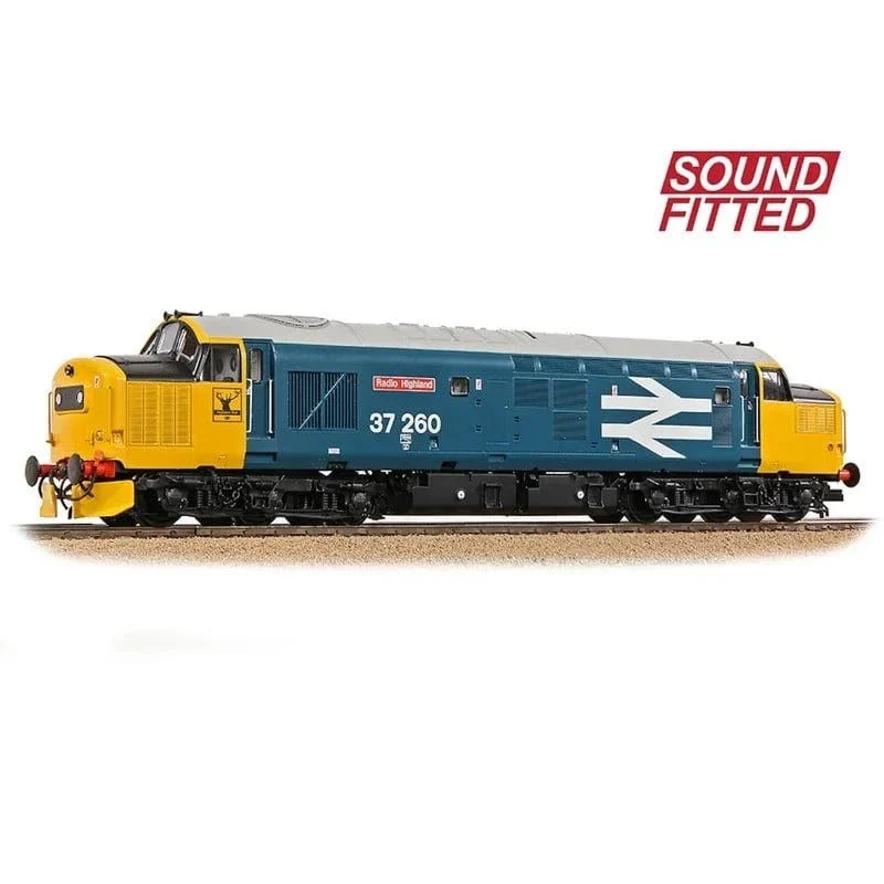 Bachmann Branchline 35-309SFOO Scale Class 37/0 Centre Headcode 37260 Radio Highland BR Blue (Large Logo) - DCC/Sound