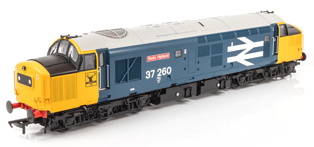 Bachmann Branchline 35-309SFX OO Scale Class 37/0 Centre Headcode 37260 Radio Highland BR Blue (Large Logo) - Deluxe DCC/Sound