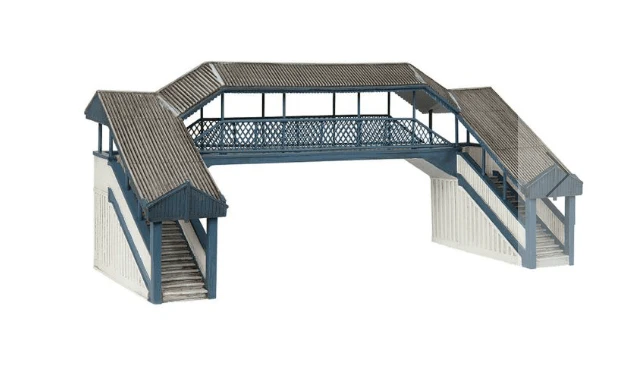 Bachmann Scenecraft 44-020B OO Covered Metal Footbridge Blue and