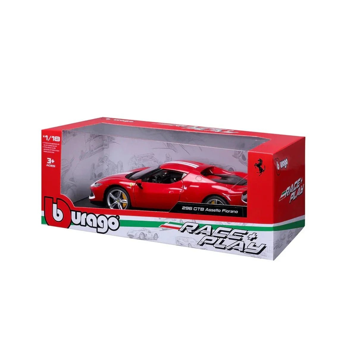 Bburago 1/18 2022 Ferrari 296 GTB Assetto Fiorano - Rosso Corsa Diecast Model - Image 2