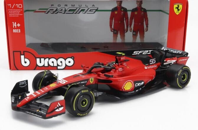 Bburago 1/18 2023 F-1 Ferrari SF-23 #55 Sainz Diecast Model