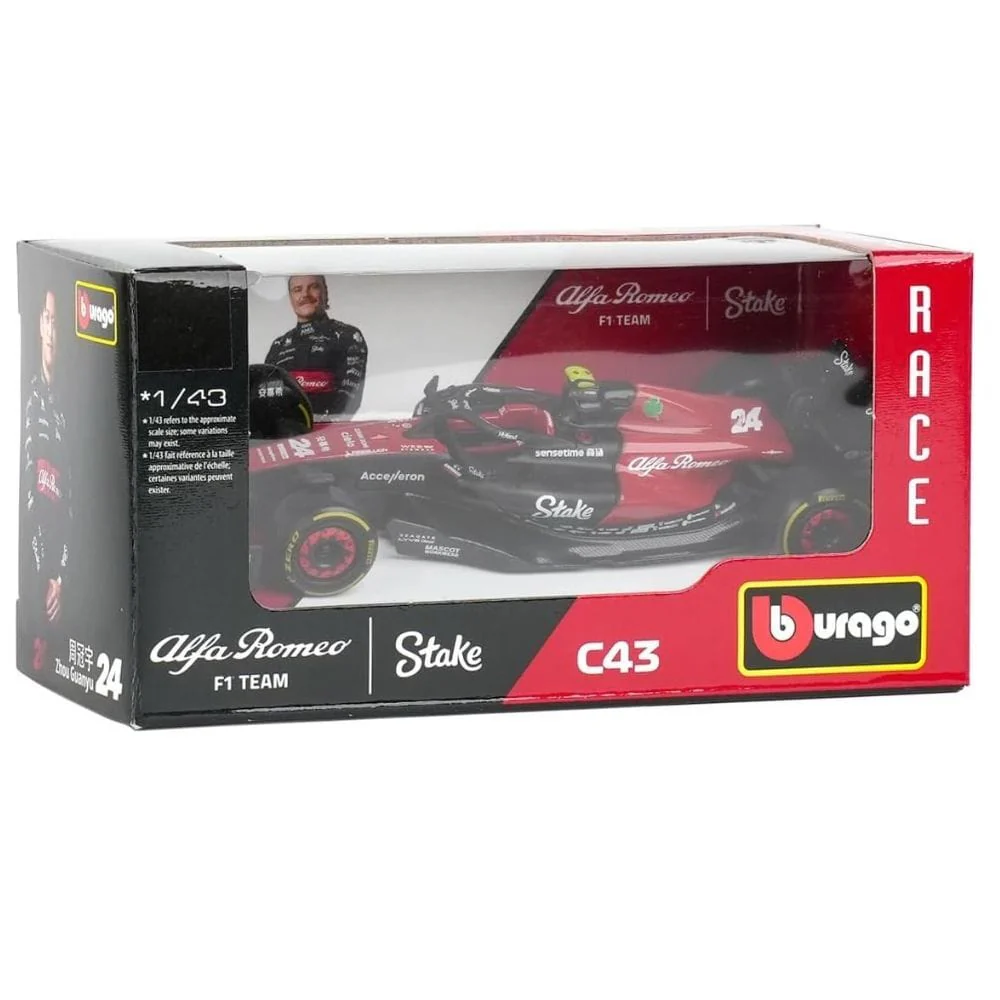 Bburago 1/43 2023 F-1 Alfa Romeo Orlen C43 #24 Zhou WB Diecast Model - Image 2