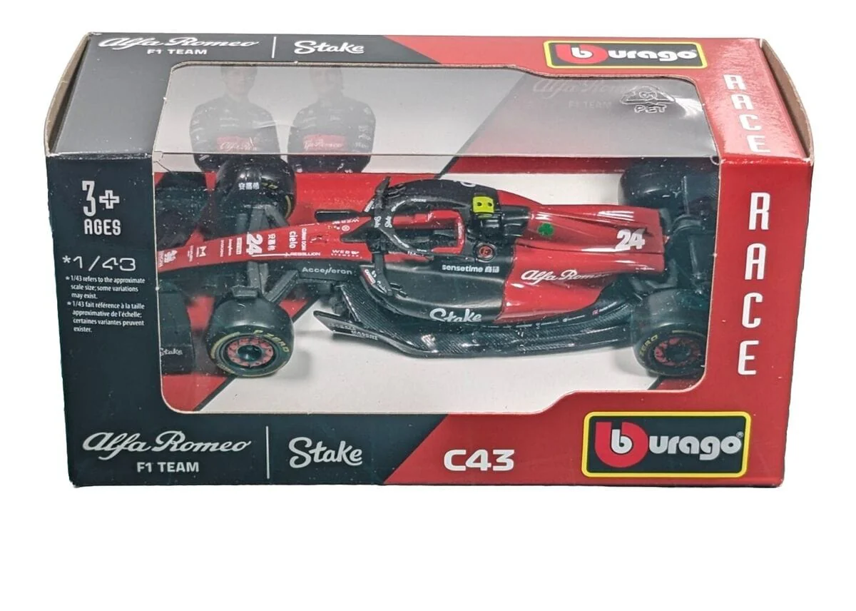 Bburago 1/43 2023 F-1 Alfa Romeo Orlen C43 #77 Bottas WB Diecast Model - Image 2