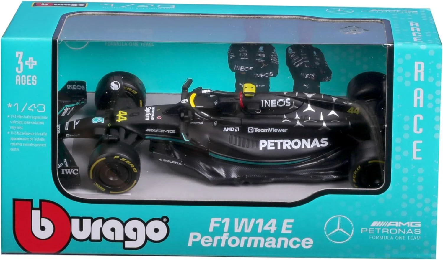 Bburago 1/43 2023 F-1 Mercedes W 14 #44 Hamilton WB Diecast Model - Image 2