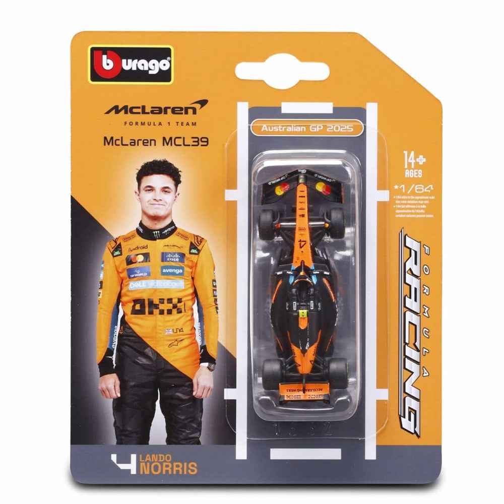 Bburago 1/64 2025 McLaren F1 MCL39 #4 Lando Norris Diecast Model
