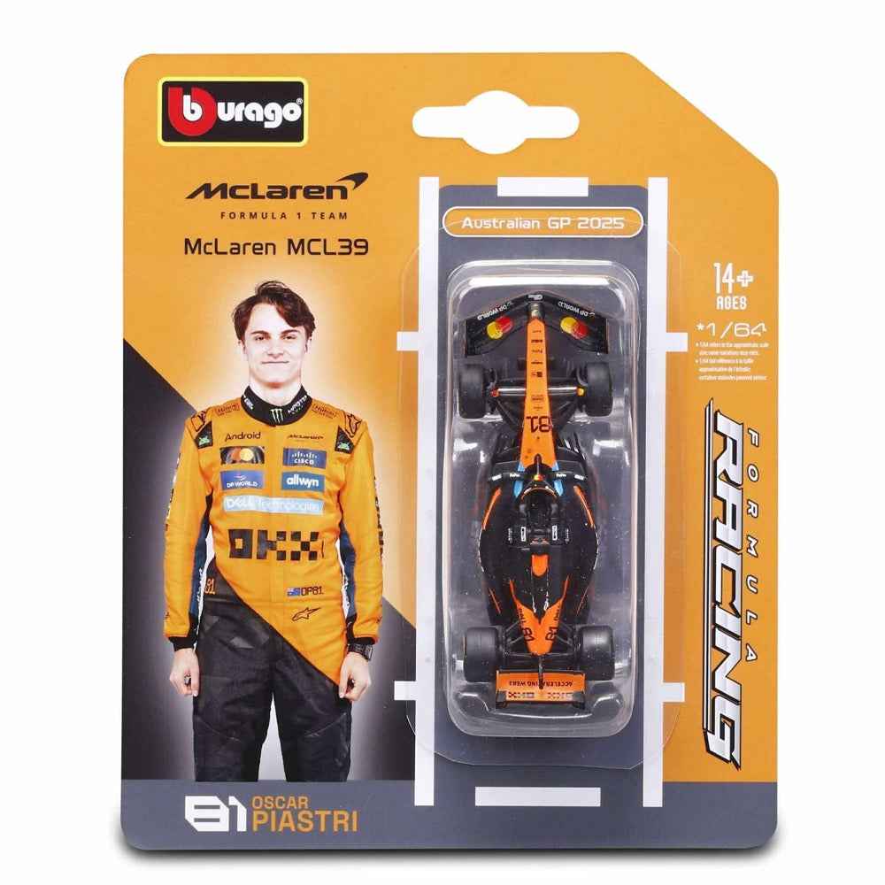 Bburago 1/64 2025 McLaren F1 MCL39 #81 Oscar Piastri Diecast Model