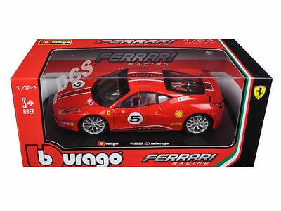 Bburago 26302 1/24 Racing Ferrari 458 Challenge #5 Diecast Model - Image 2