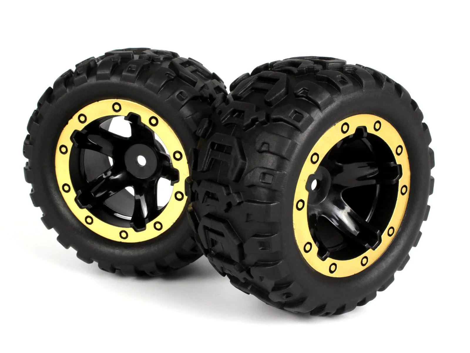 Blackzon 540087 Slyder MT Wheels/Tires Assembled - Black/Gold (2pcs)
