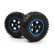 Blackzon Smyter Desert Wheels/Tires Assembled (Black/Blue) [BZ540184]**