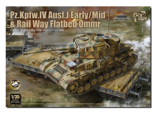 Border Model 1/35 Pz.Kpfw.IV Ausf. J Early/Mid & Railway Flatbed Ommr Plastic Model Kit [BT025]