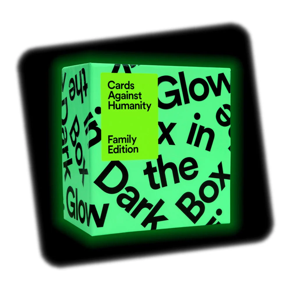 Cards Against Humanity Family Edition First Expansion Glow In The Dark Box