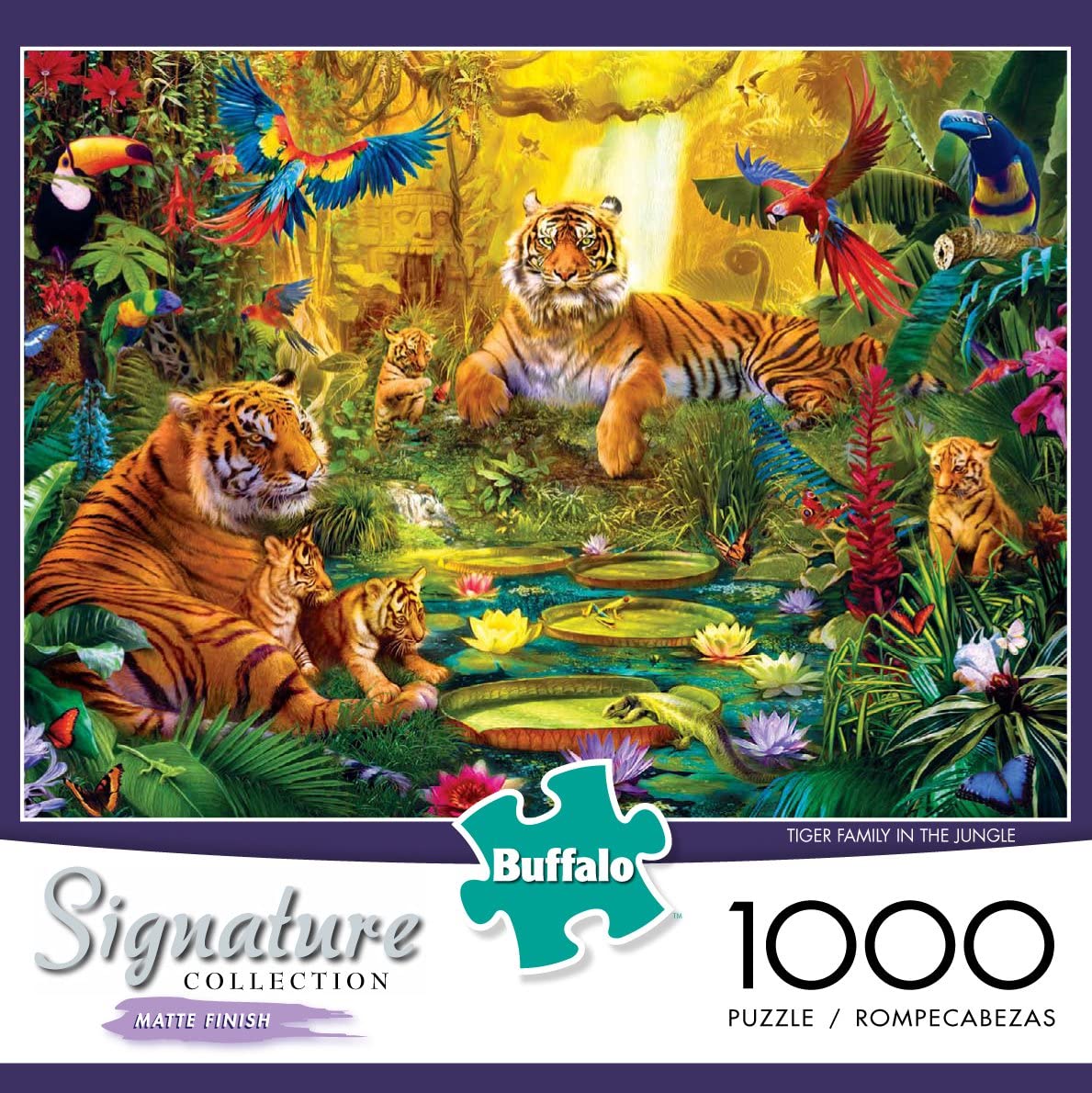 Crown 1000pc Puzzle - Tiger Family In Jungle