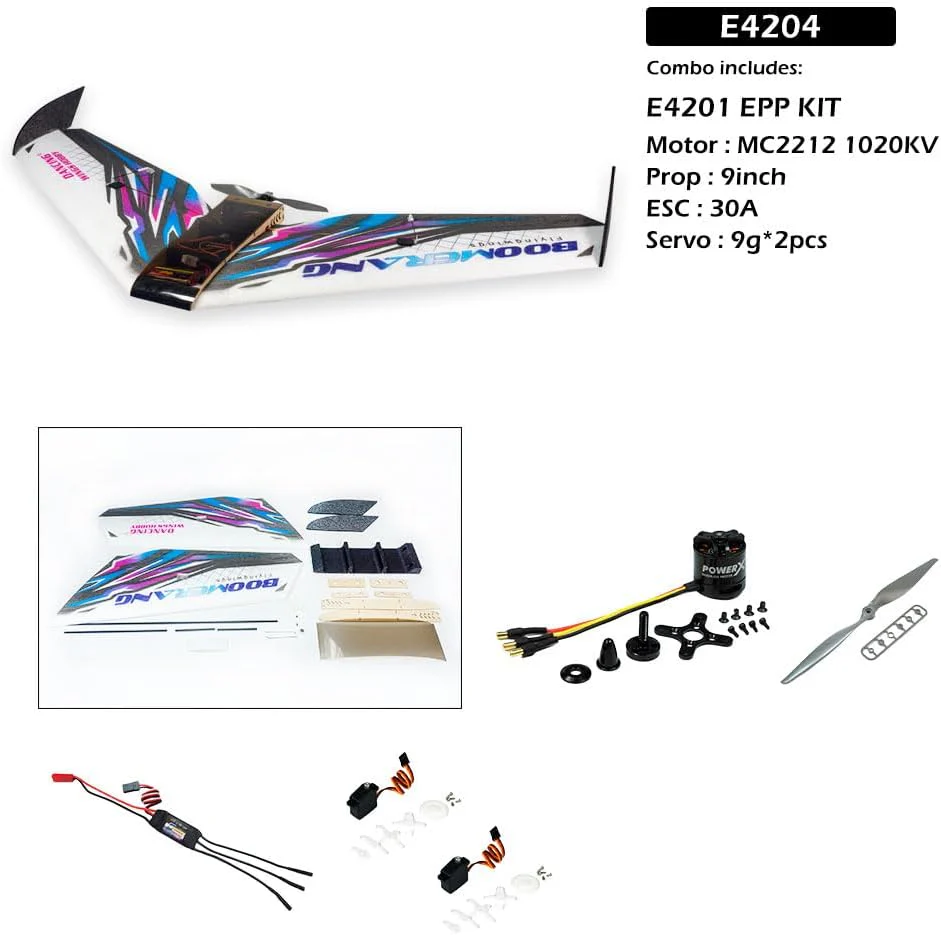 Dancing Wings 1.1m Boomerang Flying Wing Balsa RC Plane Kit (Motor,ESC,Servos Included) - Image 3