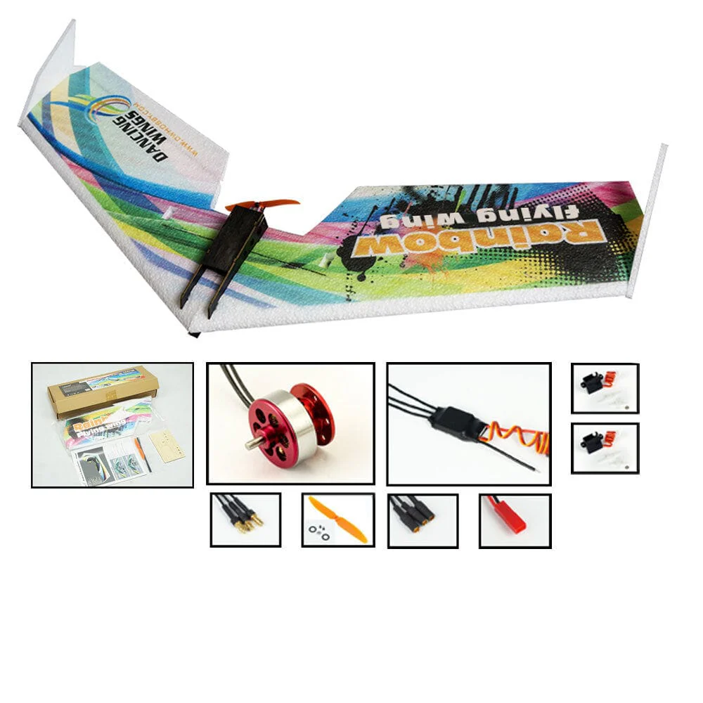 Dancing Wings 800mm Rainbow V2 Flying Wing Foam RC Plane Kit (Motor,ESC,Servos Included) - Image 3
