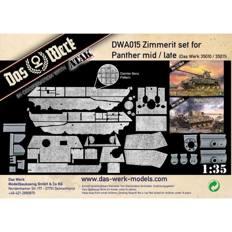 Daswerk A015 1/35 Zimmerit Set fÃ¼r Panther mid/late (DB pattern) Plastic Model Kit