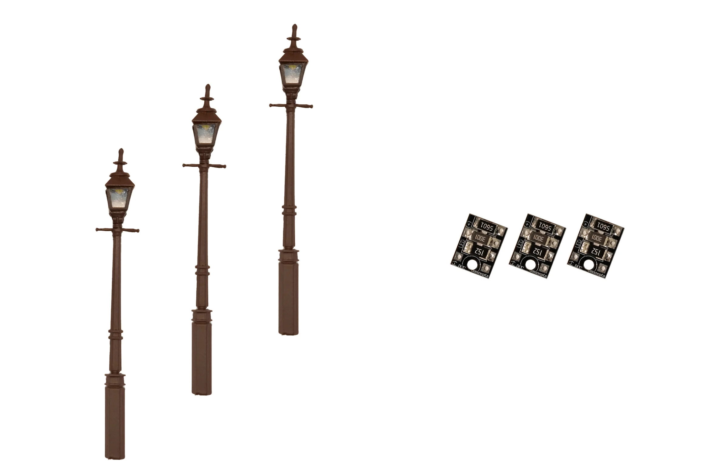 DCC Concepts 4mm Scale Gas Street/Platform Lamps - Black (3 pack) - LML-GSBK