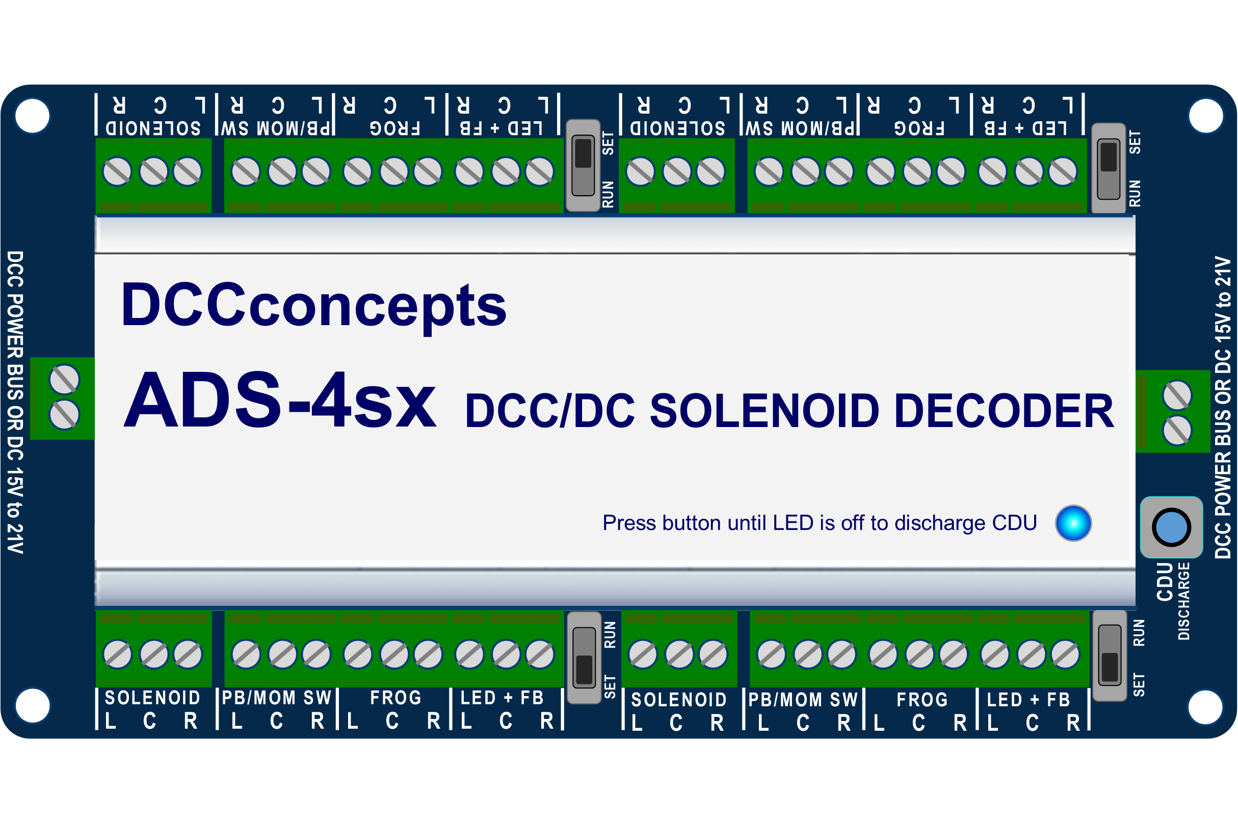 DCC Concepts Accessory Decoder CDU Solenoid Drive SX-4 Way
