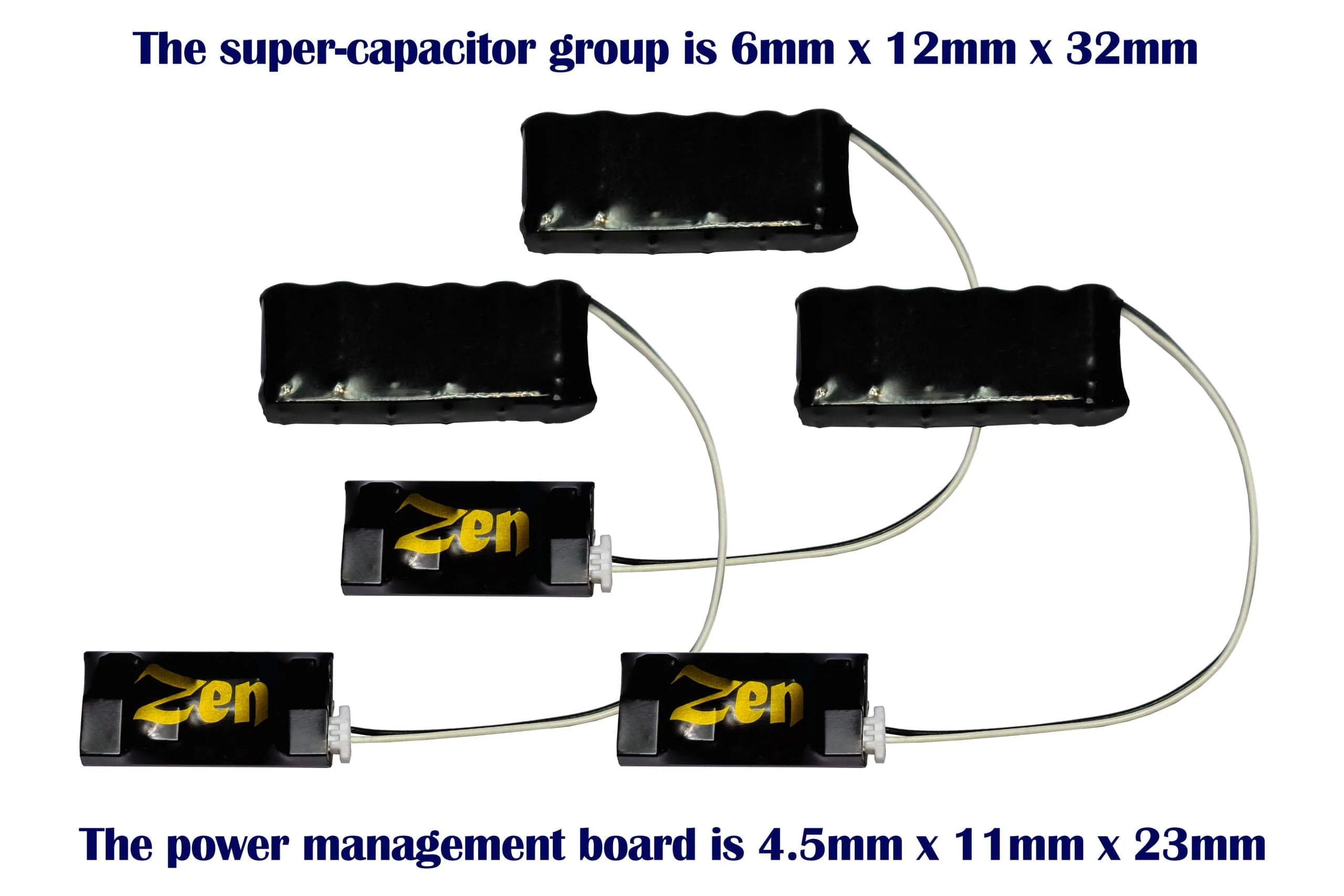DCC Concepts Zen 3 Wire Super High Power Stay Alive for Zen Black and Blue+ Decoders (3 pack)**