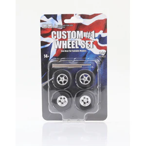 DDA 1/24 Custom 1 Wheels w/Tyres & Axles - Suits Slammed Models - Holden HQ & HJ - Ford XW & XY (4pcs)
