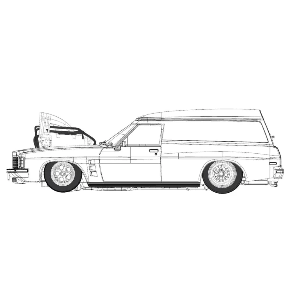 DDA 515K 1/24 Super Charged Slammed 1975 Holden HJ Panelvan Plastic Model Kit - Image 2