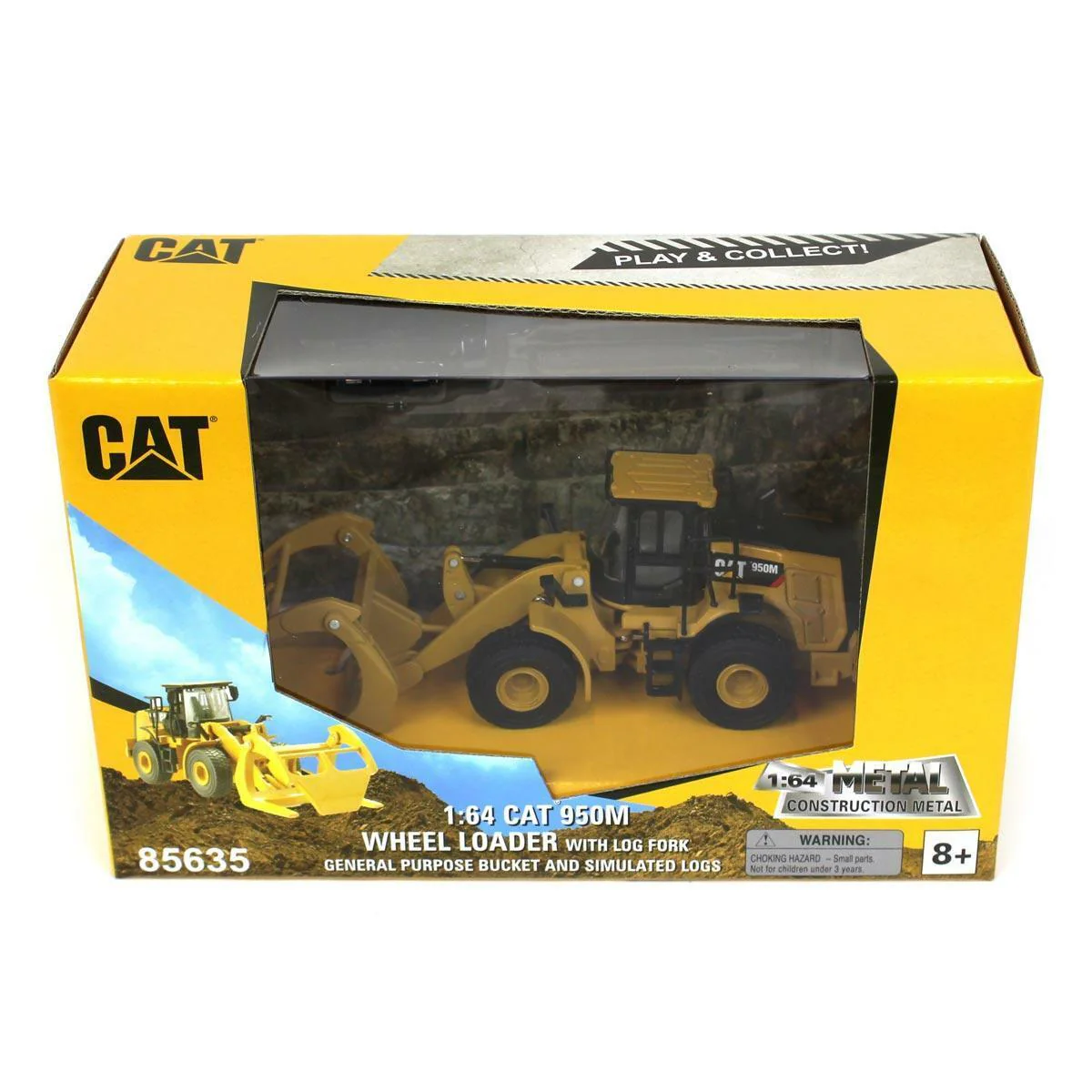 Cat 1/64 950M Wheel Loader w/log Fork Diecast Model - Image 3
