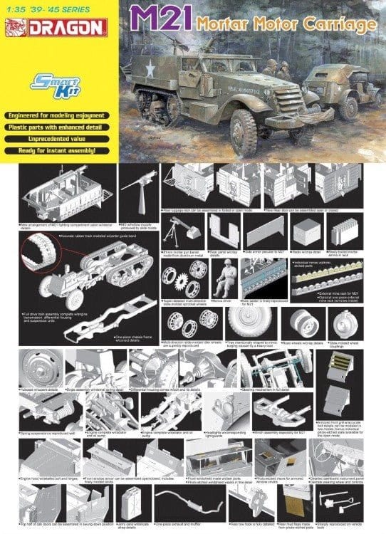 Dragon 1/35 M21 Mortar Motor Carriage Plastic Model Kit