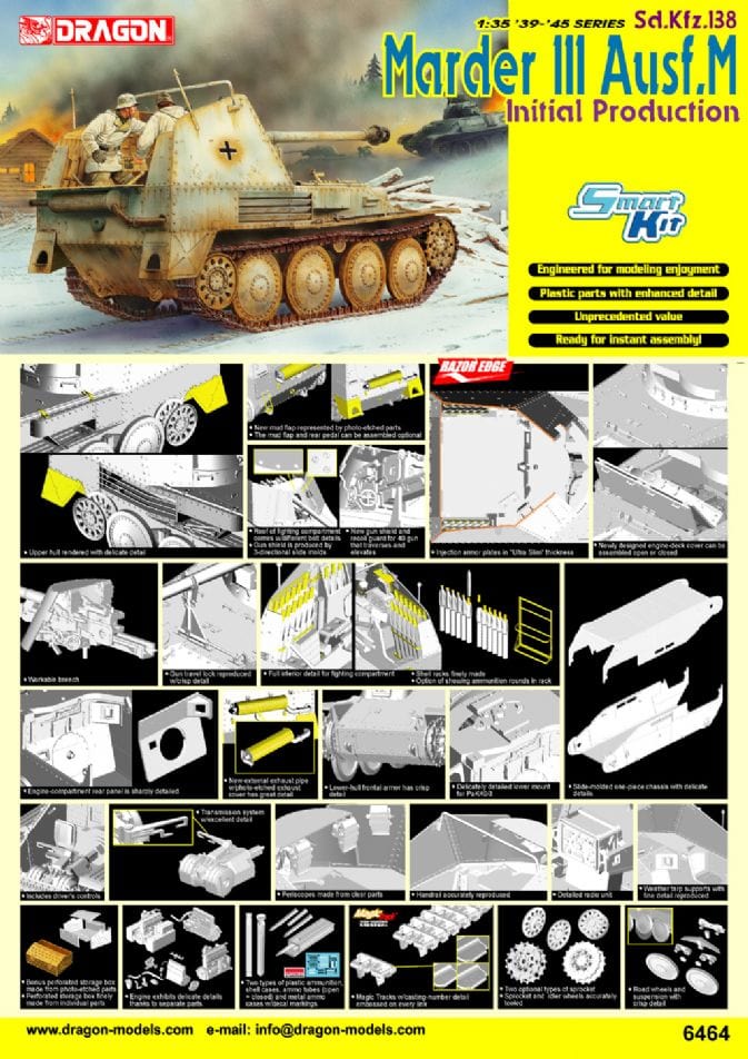 Dragon 6464 1/35 Sd.Kfz.138 Marder III Ausf.M Initial Production Plastic Model Kit** - Image 2